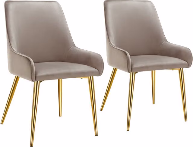 Tectake Modern Dining Chair in Beige and Grey Velvet Fabric with Metal and Plastic Frame