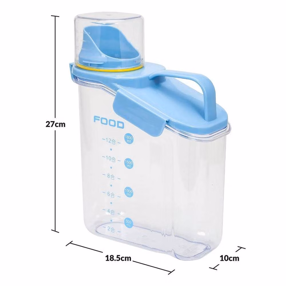 Kelvenix 2L Airtight Blue Transparent Dry Food and Rice Dispenser Container – 2