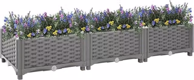 Berkfield Home Grey Polypropylene Raised Bed W/D/H: 120 x 40 x 23 cm