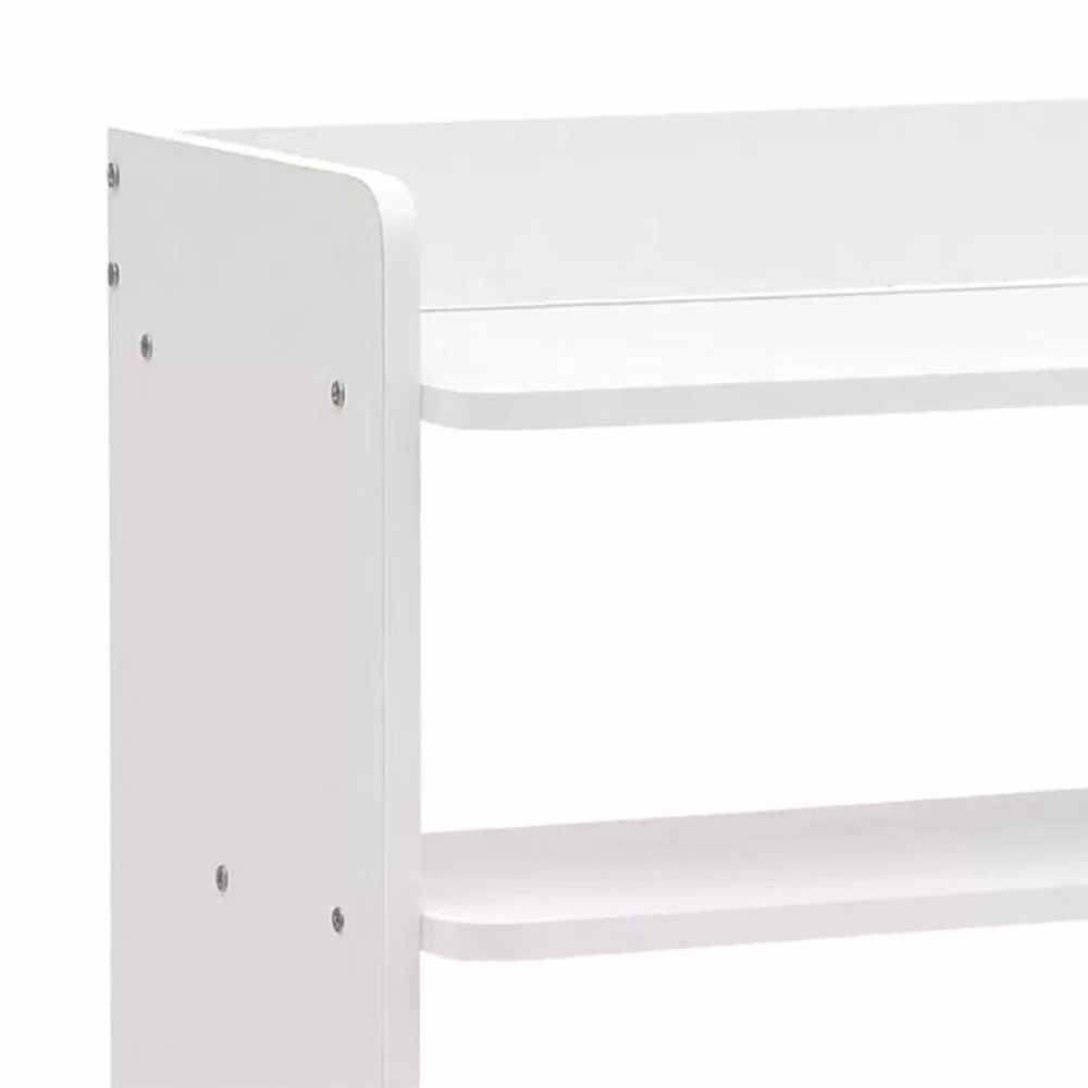 FLAVORA 8-Tier White Wooden Hallway Shoe Rack with Open Shelves, W: 100 cm, D: 15 cm – 3