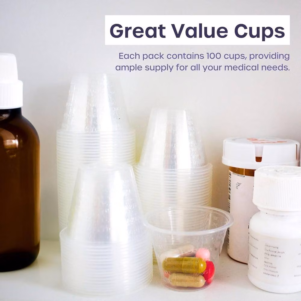 volila Disposable Plastic Measuring Cups for Medication, 30ml, Clear, 100 Pieces – 5