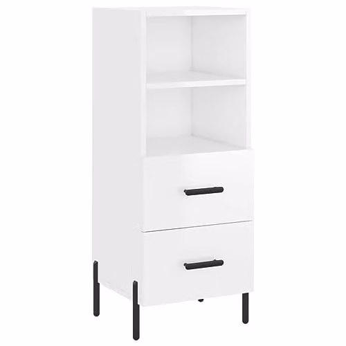 vidaXL Modern High Gloss White Sideboard in Engineered Wood W/D/H: 34.5 x 34.5 x 90 cm