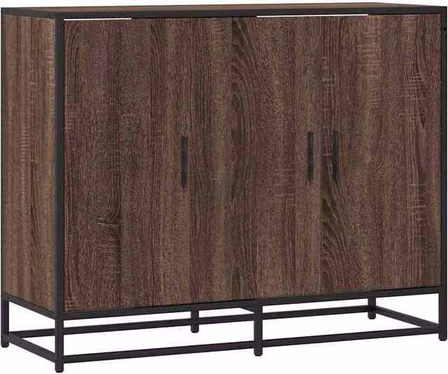 Berkfield Home Industrial Sideboard in Brown Oak, W/D/H: 94 x 35 x 76 cm