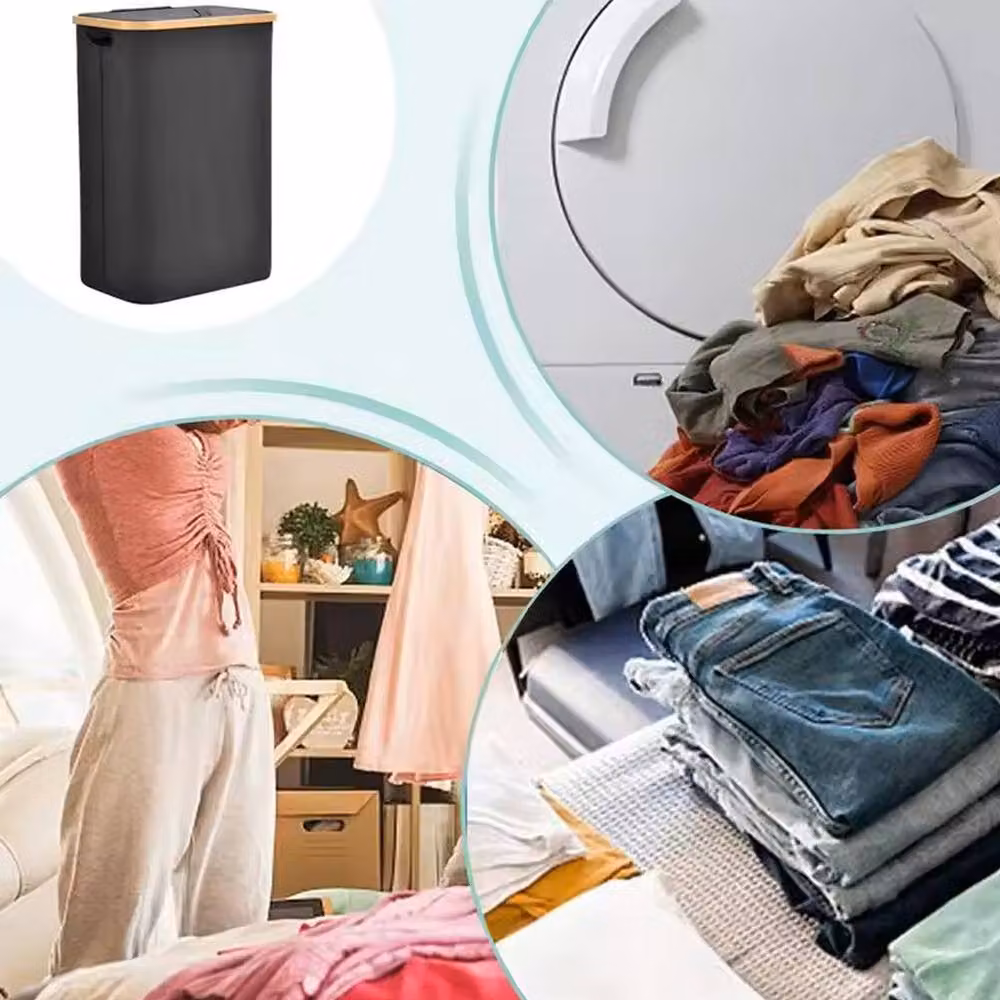 Ventryn Extra Large 140L Laundry Basket with Lid in Black – 3