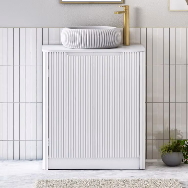 Royal Bathrooms Avenza 700mm Matt White Floor Standing 2 Door Vanity Unit with Milan Basin