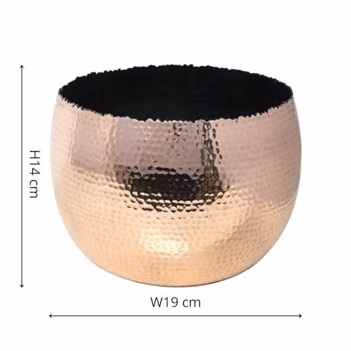 Ivyline Round Hammered Metal Planter Bowl in Copper and Black, H 14 cm x D 19 cm – 3