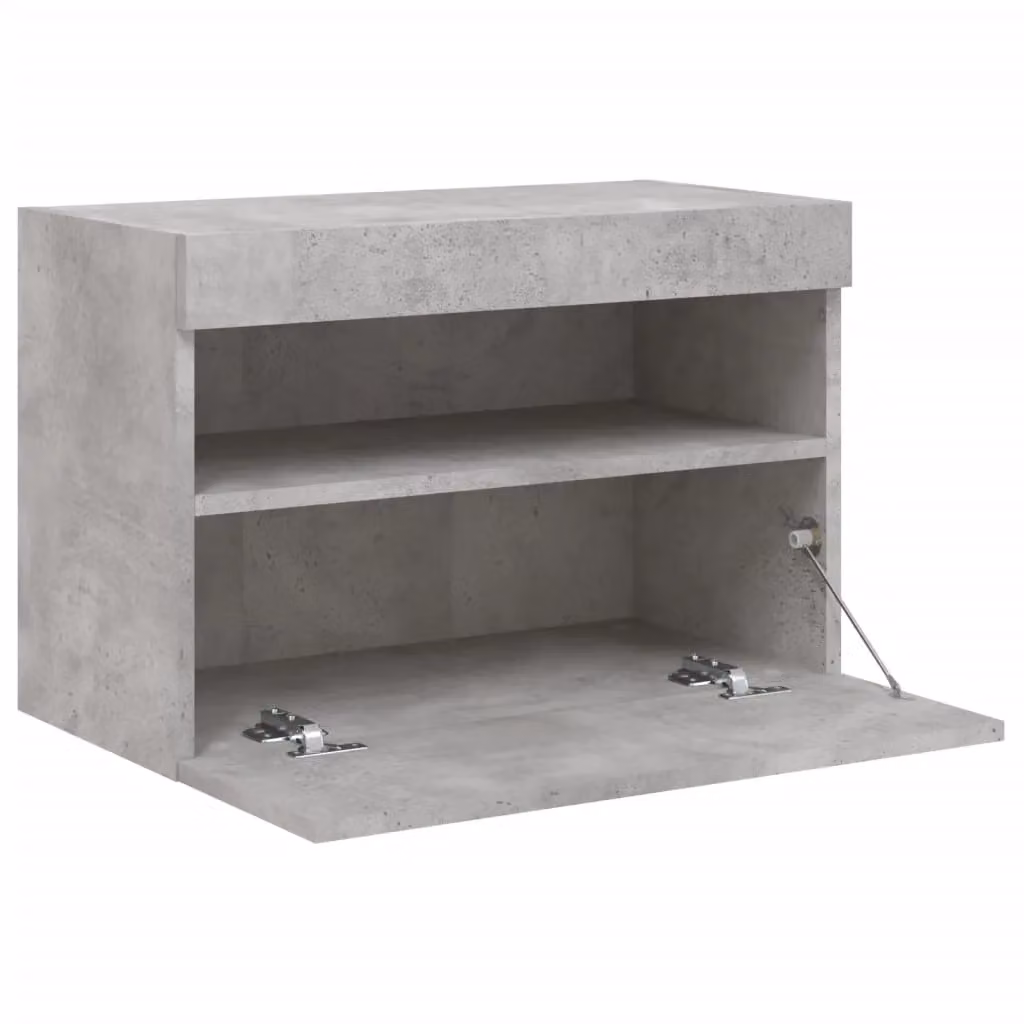 Berkfield Home Modern Wall Mounted TV Cabinet with Integrated LED Lights in Matt Concrete Grey, W: 60 cm, D: 40 cm, H: 40 cm – 5