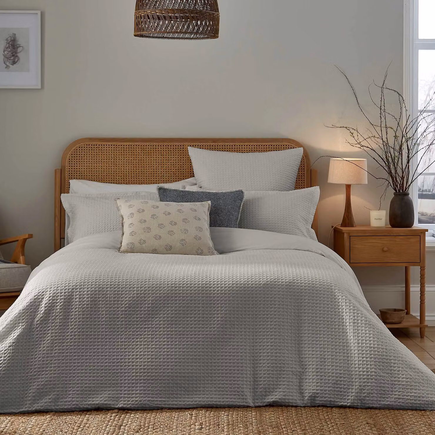 Murmur Grey Floral Square Linen and Cotton Cushion, W/D/H: 50 x 50 x 50 cm – 2