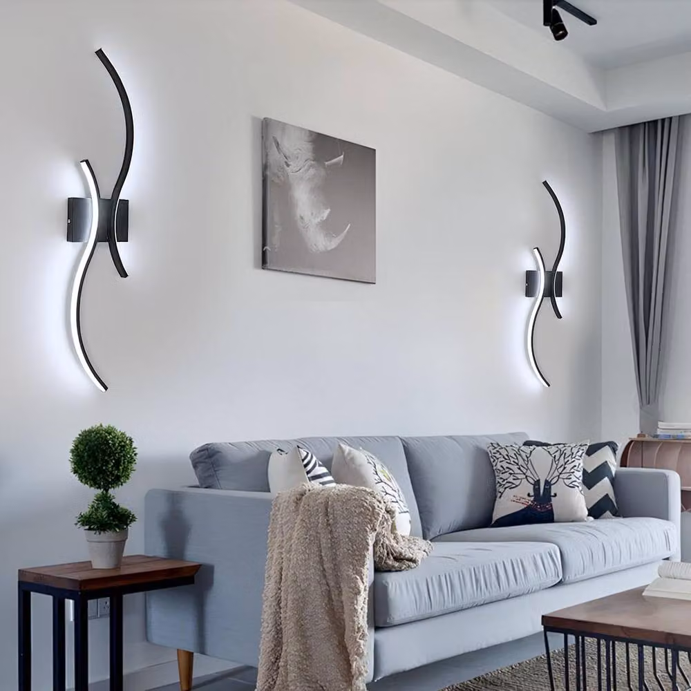 COMELY Modern Black LED Indoor Wall Light with Cool White COB Light, W: 80 cm – 2