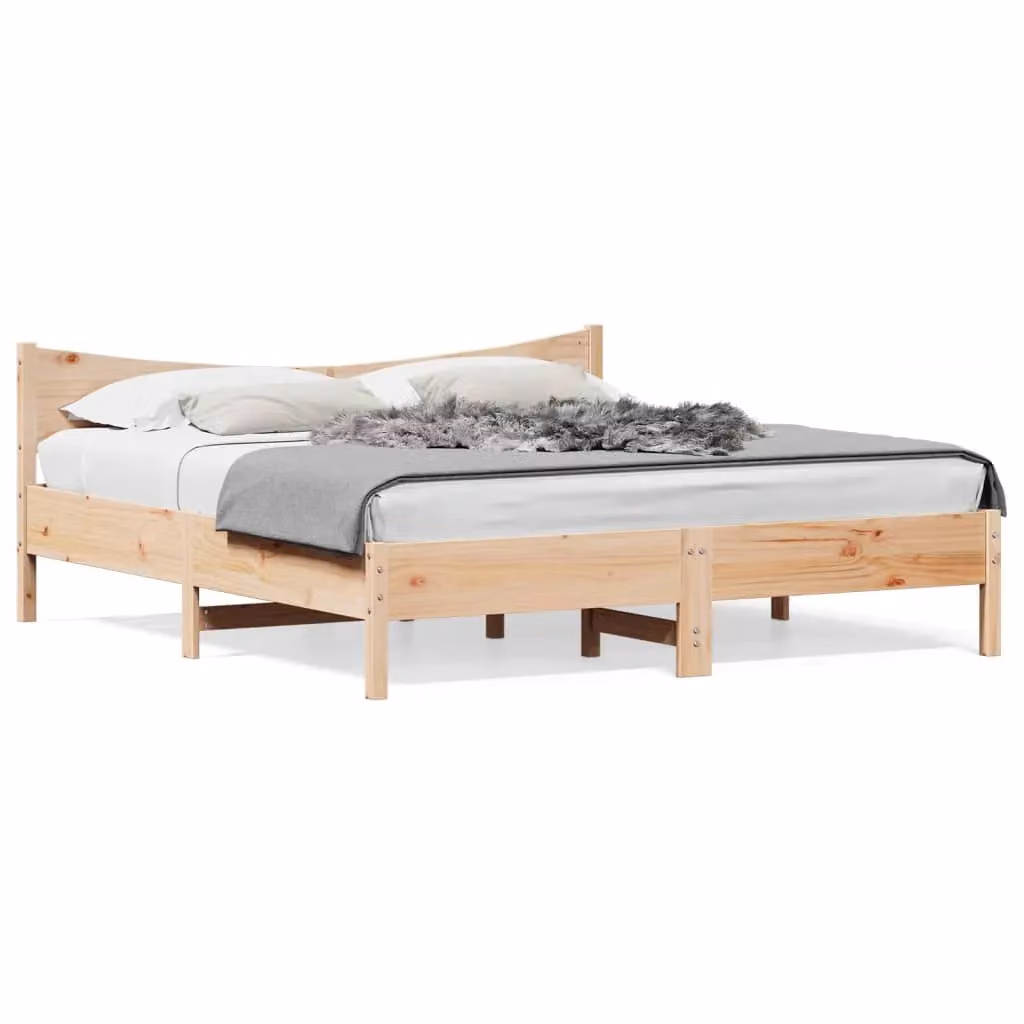 Berkfield Home Super King Solid Wood Pine Bed Frame in Brown, W/D/H: 180 x 200 cm – 2