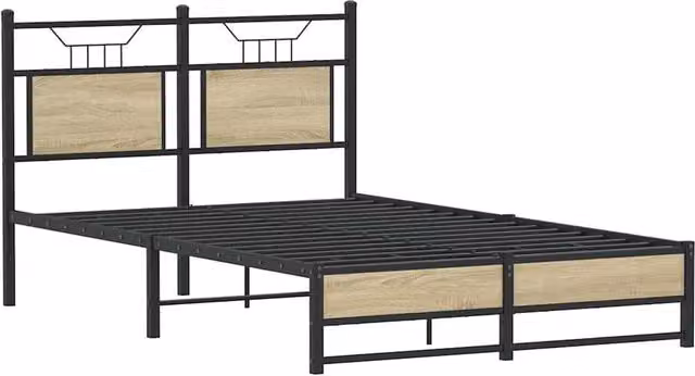 Berkfield Home Decorative Bed Frame in Sonoma Oak and Brown with Drawers, W/D/H: 120 x 200 cm