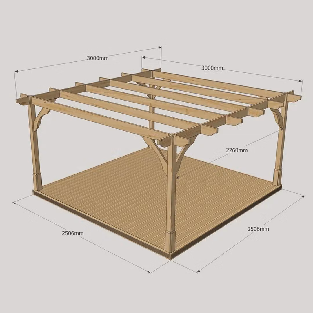 Rutland County Garden Furniture Ltd Premium Pergola and Decking Kit in Rustic Brown and Light Green, W: 300 cm, D: 300 cm, H: 270 cm – 3