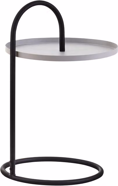 Interiors by Premier Modern Round Metal Side Table in Grey and Black