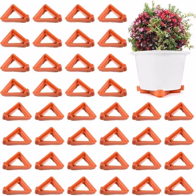 SPETLEK 48-Piece Low Profile Invisible Planter Feet in Orange Plastic