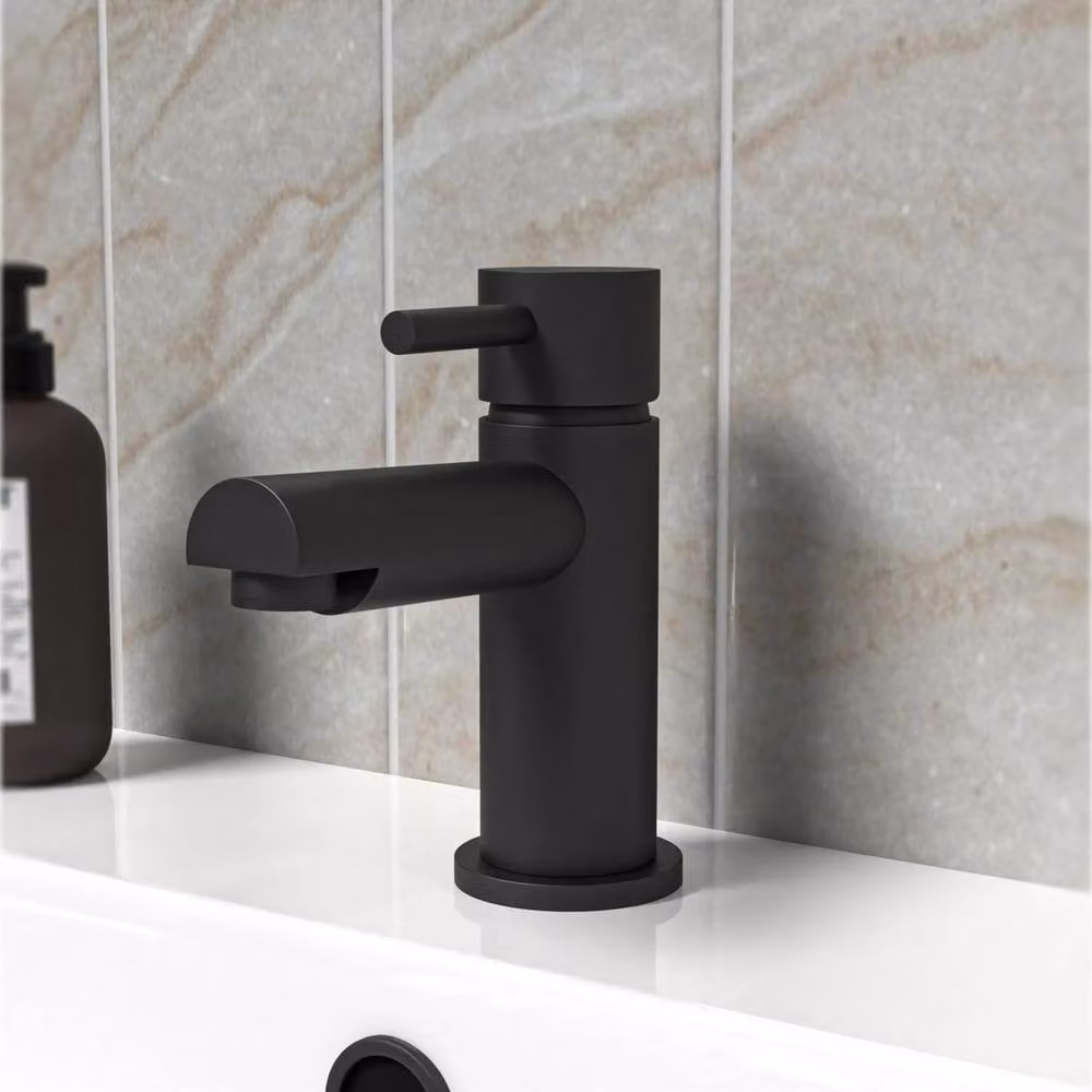 VOGREX Matt Black Brass Single Lever Mono Basin Mixer Tap with Pop Up Waste – 3