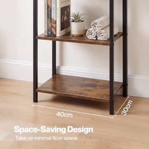 Levede 6-Tier Tall Narrow Bookshelf with Door, Walnut and Brown, W/D/H: 30 x 30 x 187.5 cm – 2