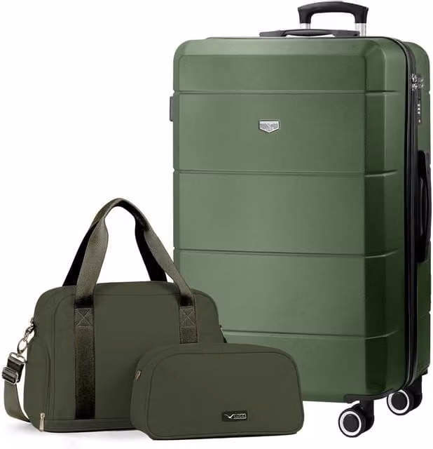 Lugg Jetset 3-Piece Travel Set in Dark Green including 32 inch Suitcase, Duffel Bag and Toiletry Bag