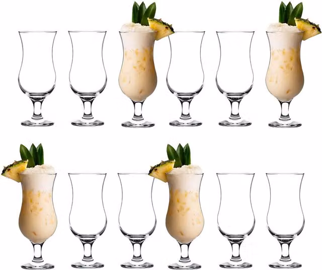 LAV Fiesta Pina Colada Cocktail Glass Set, 12 x 390ml, Clear