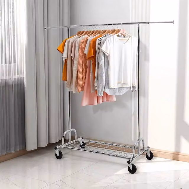 KORVIXA Heavy Duty Metal Clothes Rail in Silver, Width: 50 cm