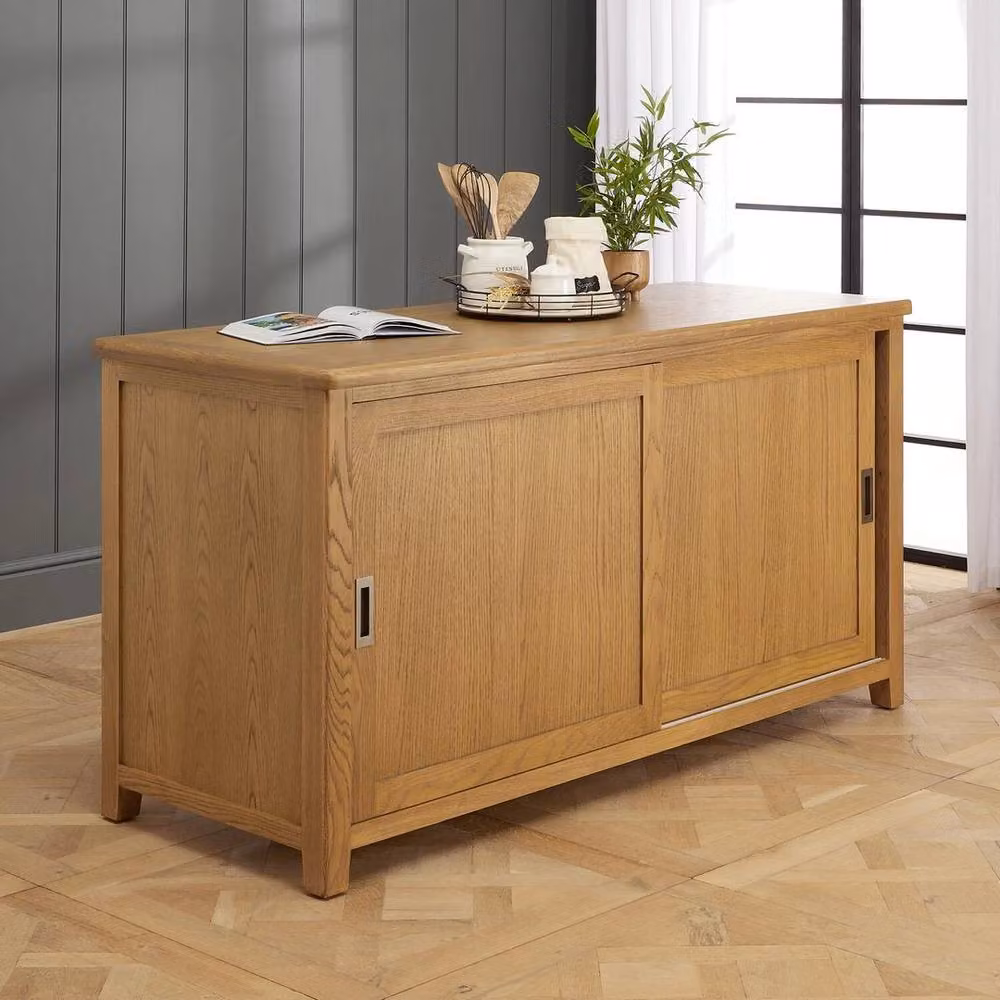 FORGEVIO Modern Rectangular Kitchen Island and Bar Table in Brown Oak Wood – 2