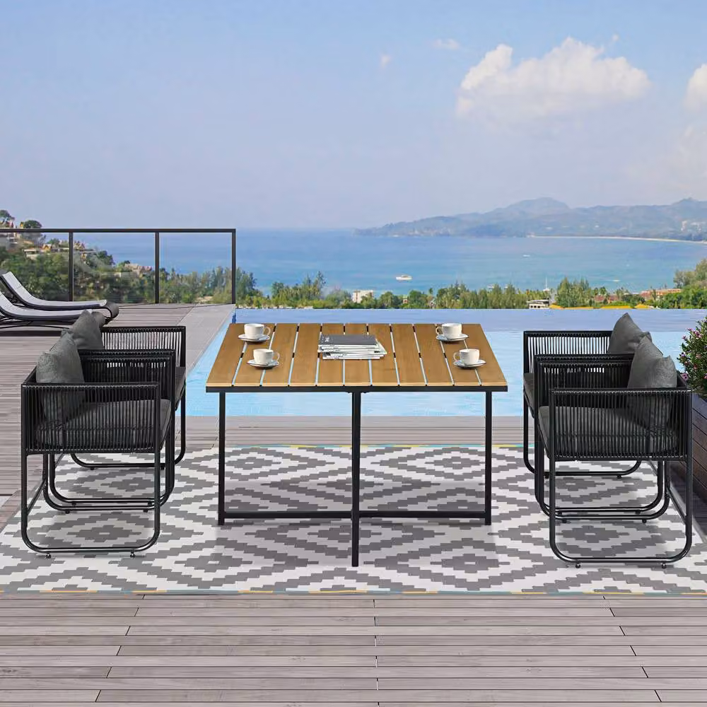 ERGOVEXA 4 Seater Rattan Cube Garden Furniture Set in Black – 3