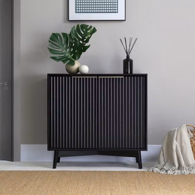 Monza 2 Door Sideboard with Fluted Panels in Black by Home Garden Direct