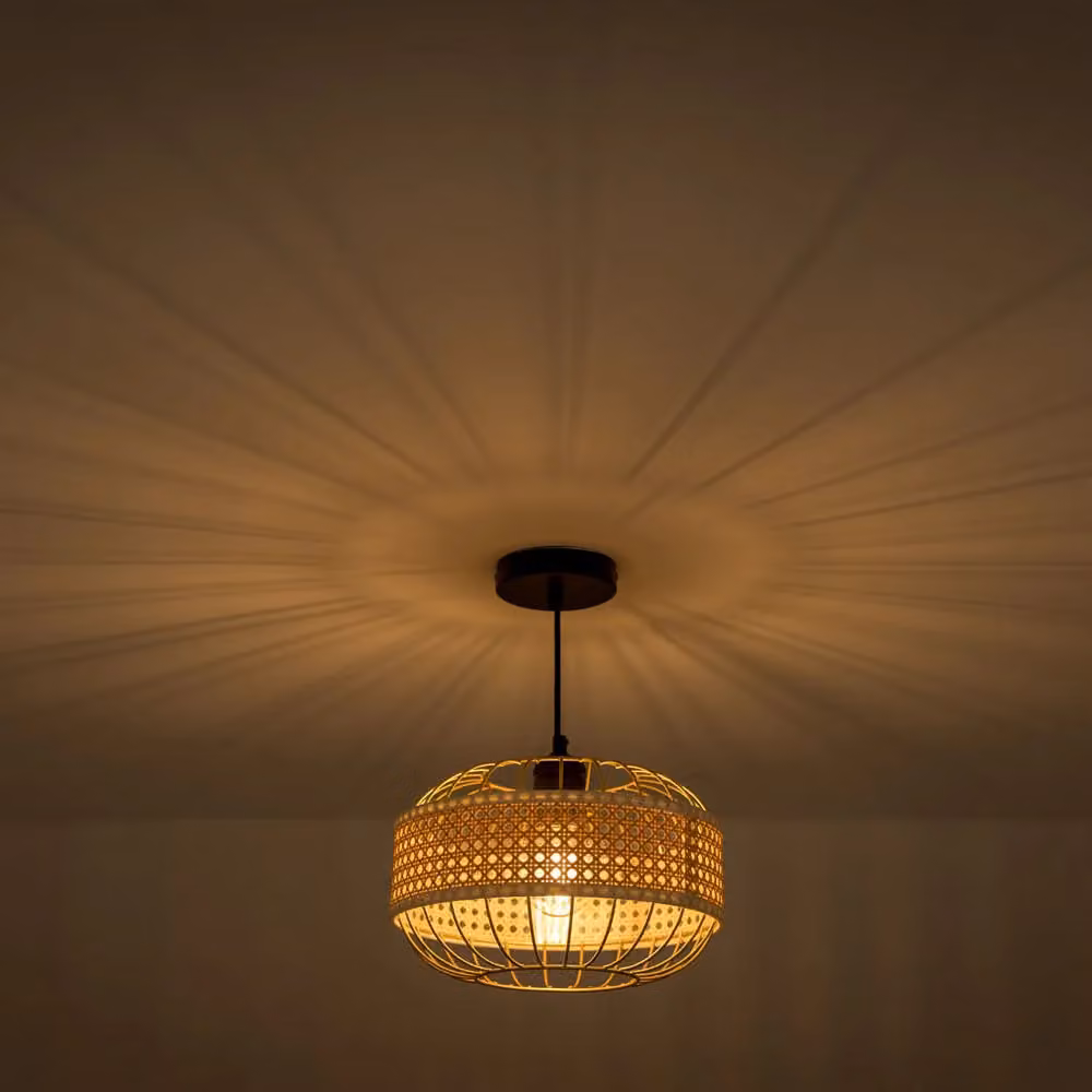 ValueLights Gold Rattan Band Ceiling Pendant Light Shade, Width: 30 cm – 3
