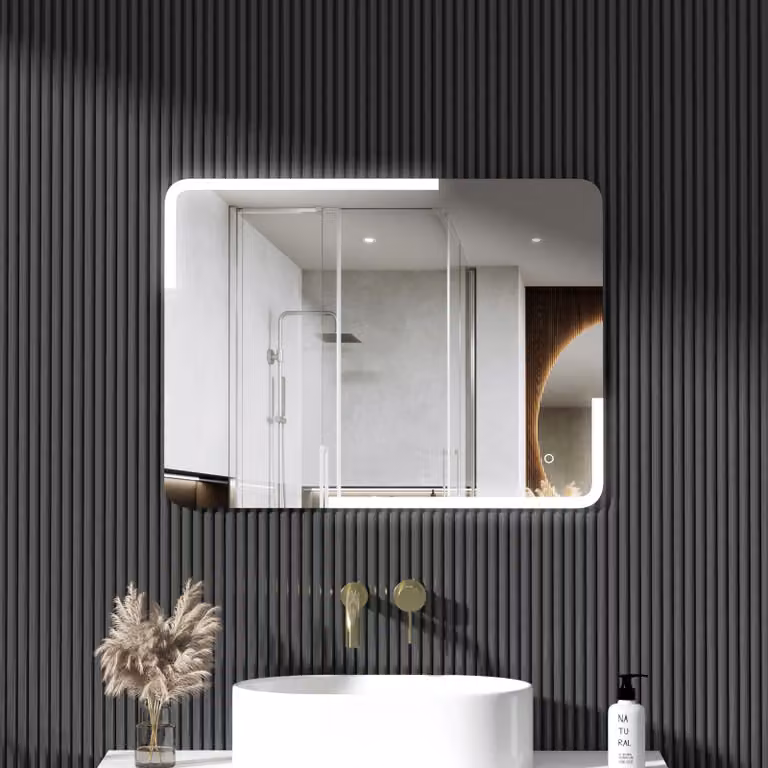 Royal Bathrooms Orion Rectangular Frameless LED Illuminated Bathroom Mirror in White with Demister Pad and Touch Sensor, W: 60 cm, H: 80 cm