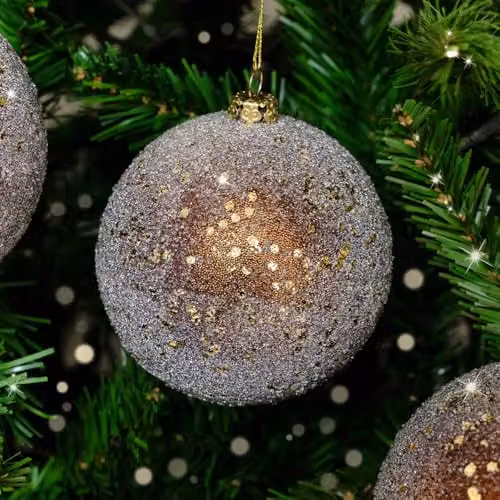 Melody Maison Set of 3 Large Bronze and Gold Glitter Christmas Baubles – 2