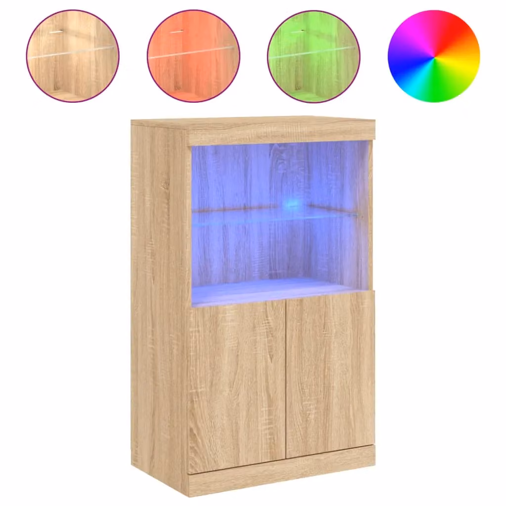 Berkfield Home Sideboard with Integrated LED Lights in Sonoma Oak Brown, W: 60.5 cm, D: 37 cm, H: 100 cm – 2