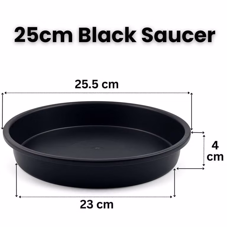 SPETLEK Black Plastic Plant Pot Saucers, 10 Pack, Diameter: 25 cm
