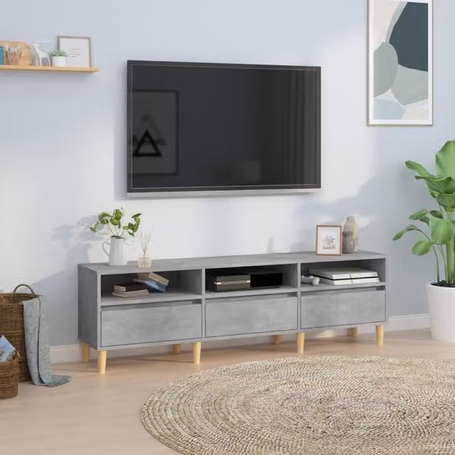 Berkfield Home TV Cabinet in Concrete Grey, W/D/H: 150 x 30 x 44.5 cm
