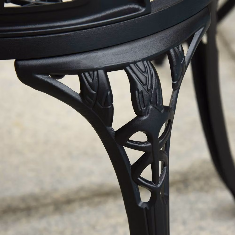 Wyld Haus Malutte 3 Piece Aluminium Floral Bistro Set in Matt Black – 7