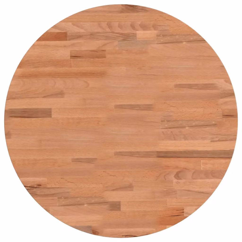 Berkfield Home Round Solid Wood Beech Table Top, Brown, Diameter: 50 cm, Height: 1.5 cm – 2