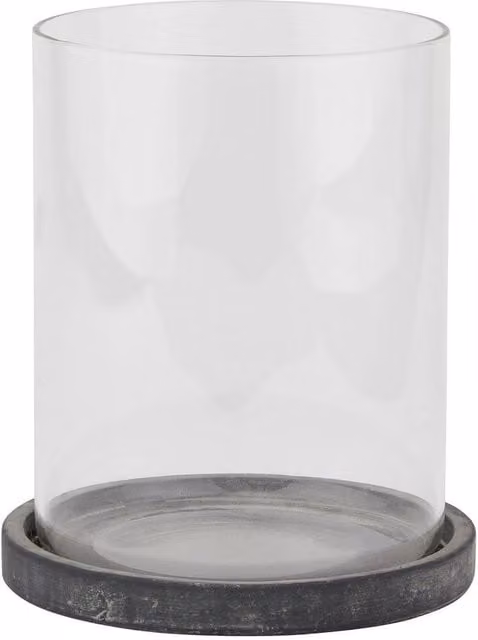 Hill Interiors Amalfi Grey Ceramic and Glass Tabletop Hurricane Lantern