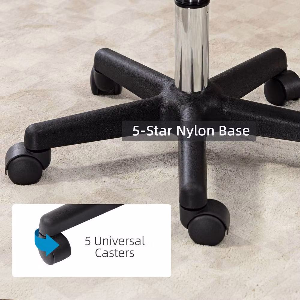 STILVORA Beauty Stool with Back Pad and Wheels, Brown – 6