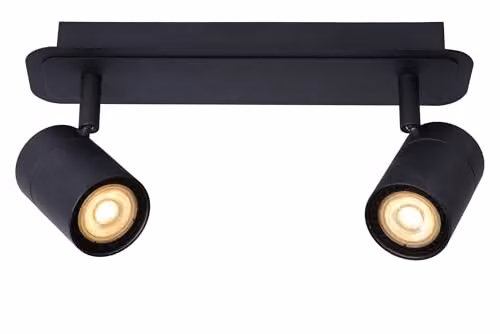Lucide Lennert Dimmable and Adjustable Twin Ceiling Spotlight for Bathrooms, Black, GU10 LED – 1