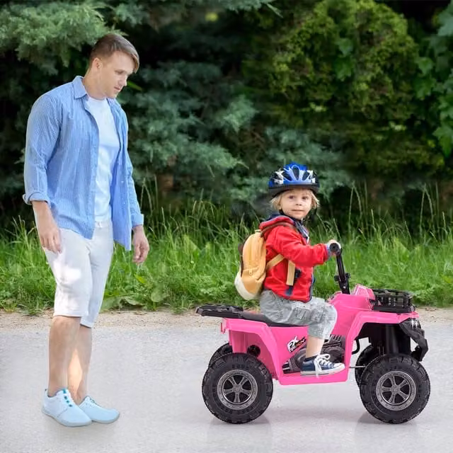 Costway Kids Electric Ride on ATV Toy Car with Light and Sound, Pink