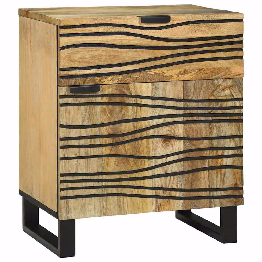 Berkfield Home Bedside Cabinet in Brown Solid Mango Wood, W: 50 cm, D: 33 cm, H: 60 cm – 1