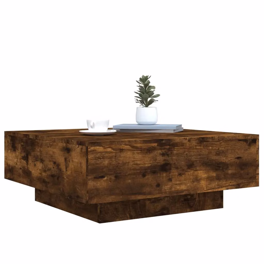 Berkfield Home Smoked Oak Coffee Table in Brown, W/D/H: 80 x 80 x 31 cm – 3