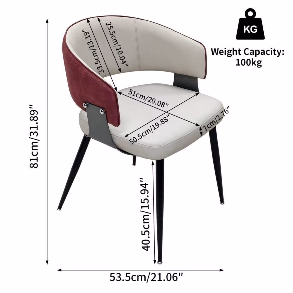 PAWNORA Set of 2 Modern Upholstered Accent Chairs in Red Synthetic Leather with Armrests – 2