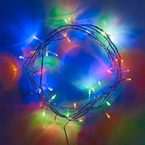 Shatchi 40 Multicolour LED Fairy String Lights with Transparent Cable, Battery Operated – 1