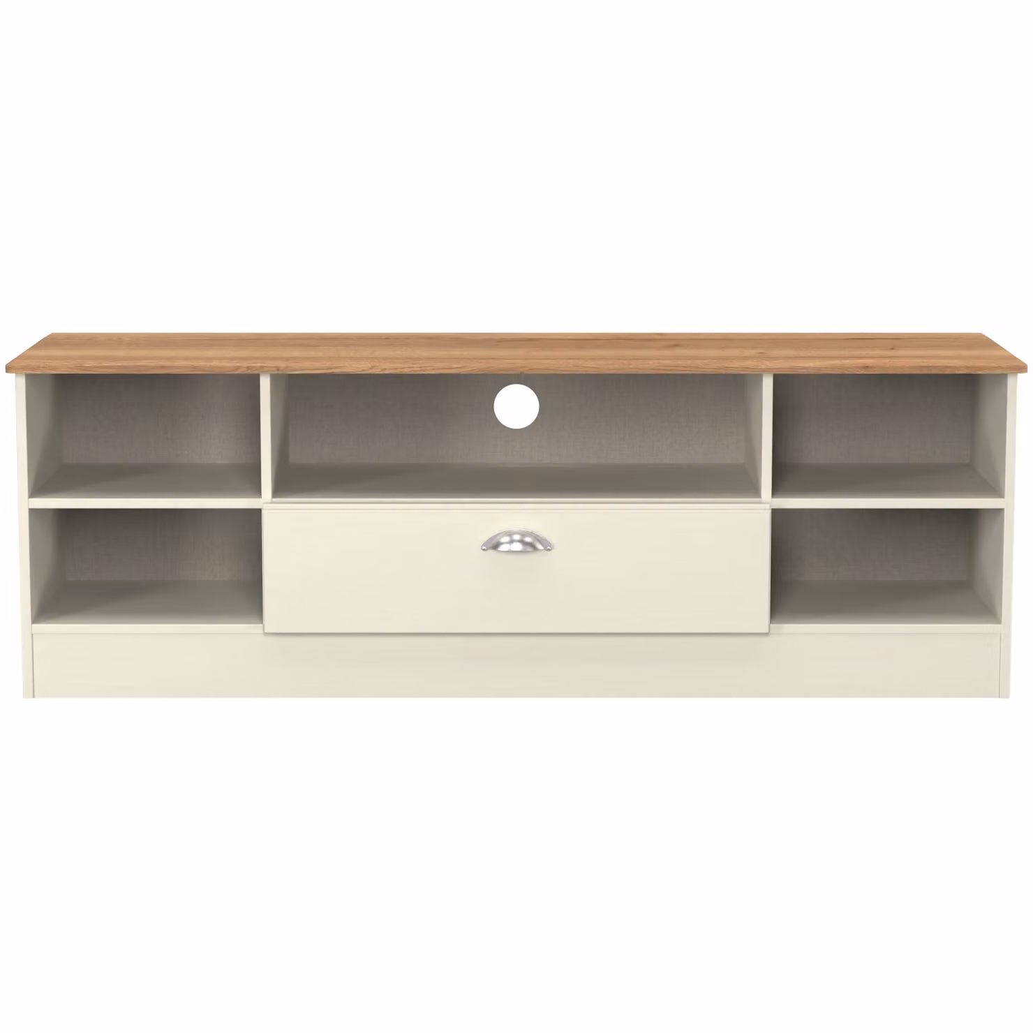 Victoria Ready Assembled Wide 1 Drawer TV Media Unit in Cream Ash and Riviera Oak – 2