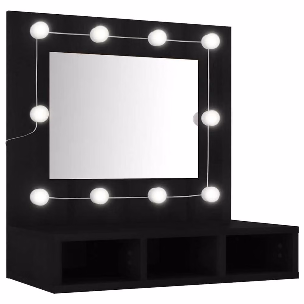 Berkfield Home Modern Black Mirror Cabinet with Integrated LED Lighting, W/D/H: 60 x 31.5 x 62 cm – 2