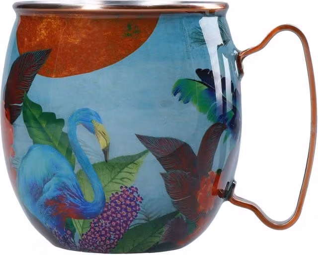 Mikasa Sarah Arnett Stainless Steel Moscow Mule Mug, 450ml, Flamingo Blue Multicolour – 5