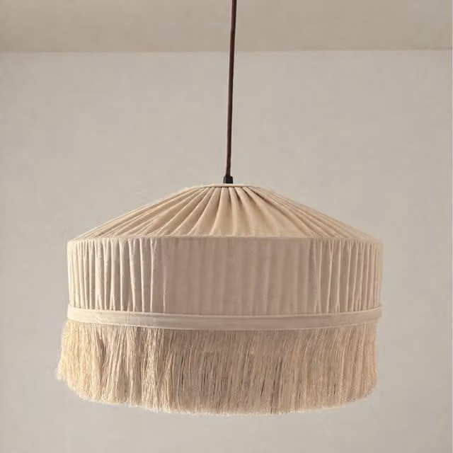 CGC Interiors Classic Round Fabric Lampshade in Beige and White, W: 40 cm, H: 21 cm