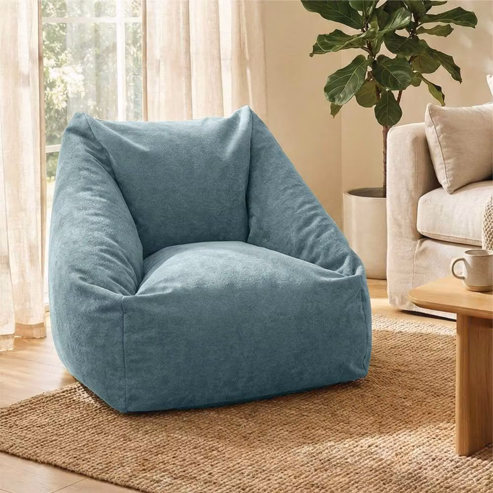 rucomfy Velora Snuggle Bean Bag Chair for Adults in Blue or Green with Removable Velvet Cover – 2