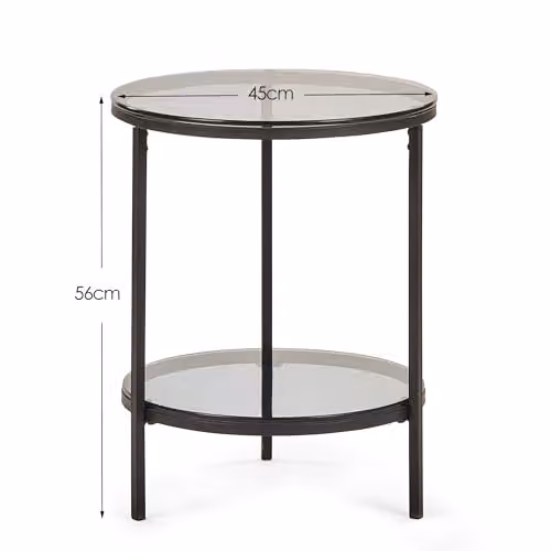 Julian Bowen Chicago Round Glass Top Side Table with Shelf in Black and Grey, W/D/H: 48 x 48 x 48 cm – 2