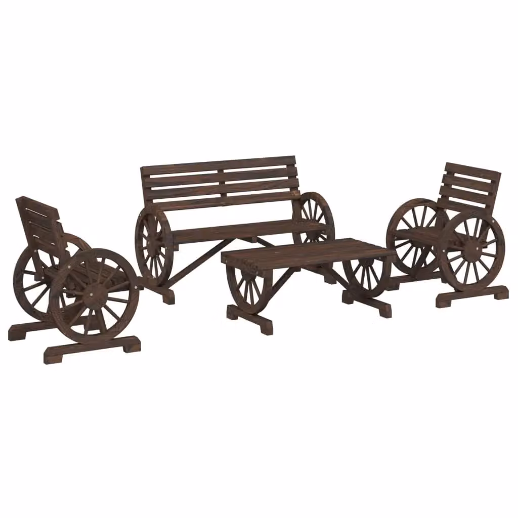 Berkfield Home 4 Piece Garden Lounge Set in Brown Solid Wood – 2
