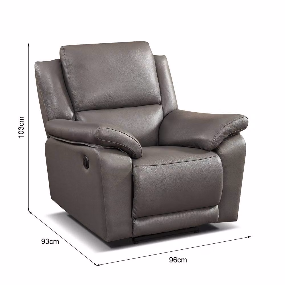 Home Garden Direct Scylla Power Reclining Sofa Set in Grey Synthetic Leather with 3 Seater Sofa and 2 Armchairs – 5
